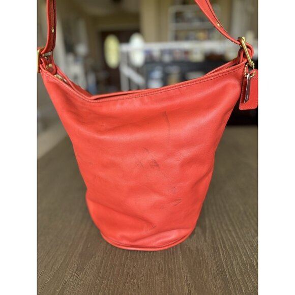Vntg Coach Limited Ed. Legacy XL Leather Bucket Duffle Tote Bag 17998 Red - Picture 1 of 16